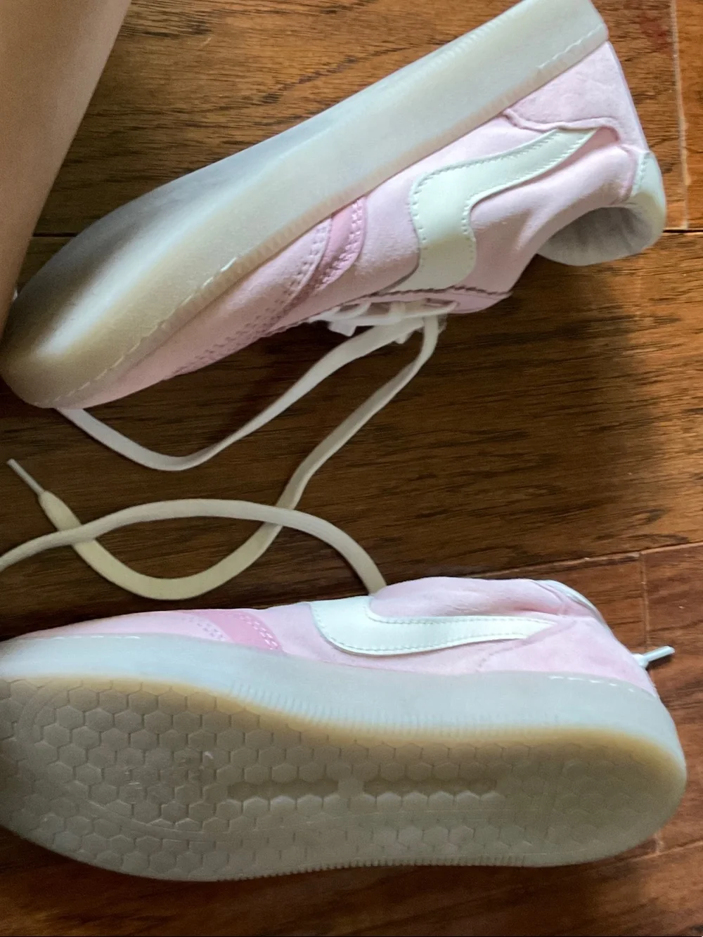 Dolce Vita Girls Pink and White Lace-Up Sneakers